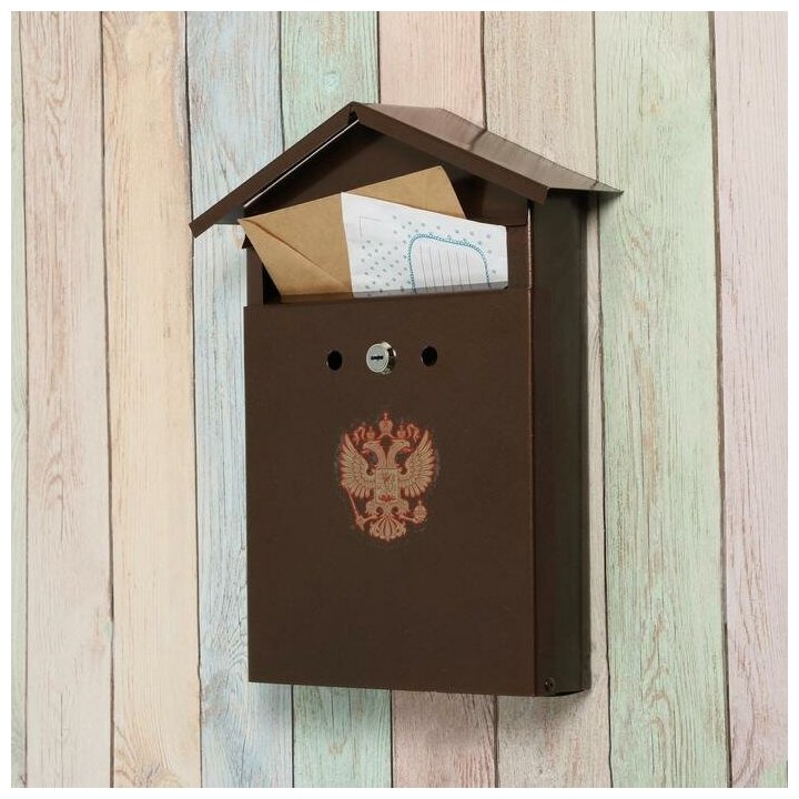 Ящик почтовый с замком, вертикальный, «Домик-Элит», коричневый - фотография № 2
