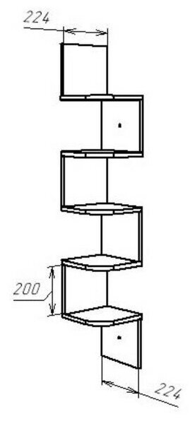 Полка угловая навесная Лофт, 224х224х1280, Дуб сонома - фотография № 2