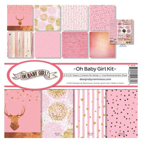 Набор бумаги Oh Baby Girl Kit, 30,5x30,5 см, Reminisce акриловые топперы для торта oh baby boy girl детское украшение для вечеринки в честь дня рождения