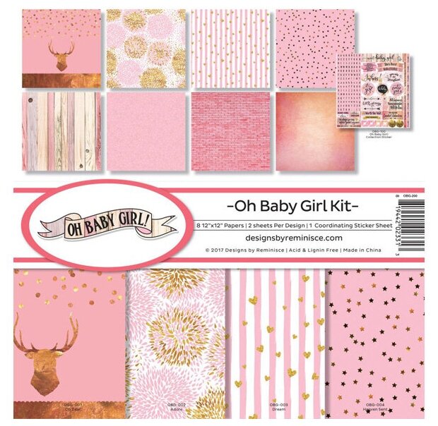 Набор бумаги Oh Baby Girl Kit, 30,5x30,5 см, Reminisce