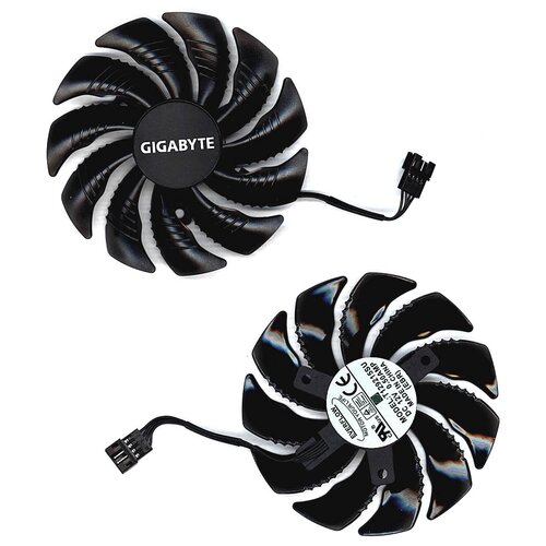 Вентилятор (кулер) для видеокарты Gigabyte RX 470, 570, 580, GTX 1060 88мм 4-pin кулер для видеокарты asus t129215su 0 50a 88 мм зеленая наклейка тройной шлейф папа geforce gtx 980 ti r9 390x 390 gtx 1060 1070 1080 ti rx 480 r