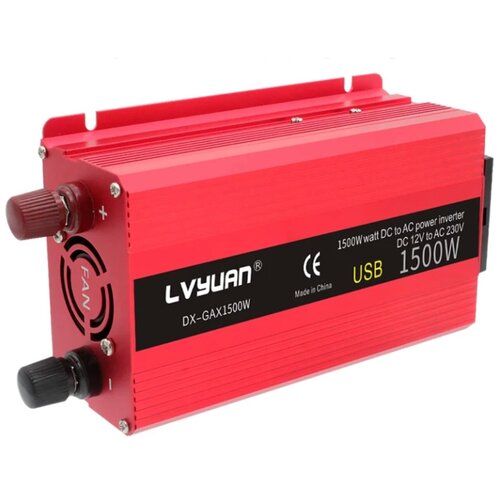 Автомобильный преобразователь напряжения 1500 Вт 12В-220В инвертор Lvyuan автомобильный 1500w 12v-220v Power inverter красный
