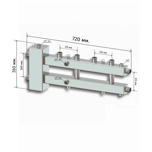 Этна М2+1 гидрострелка 100/100 нержавейка Aisi 304 Коллектор отопления разделитель гидравлический гидравлический коллектор 60 квт 1 1 4 3 выхода 1