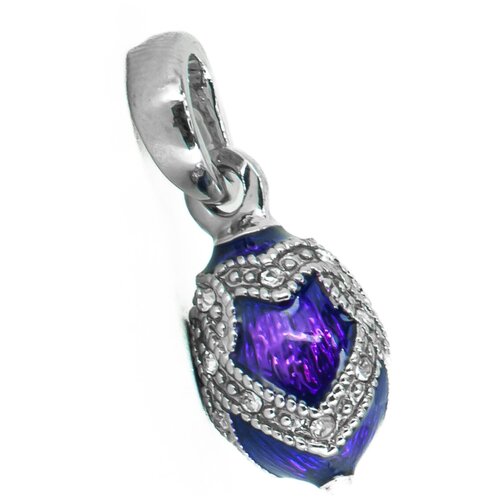 фото Подвеска "св" в стиле фаберже, узор "сердце" 1,6 см фиолетовая / серебристая