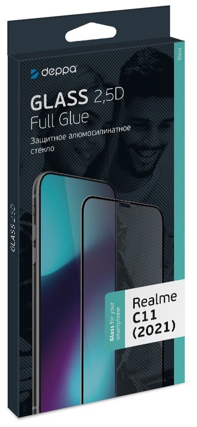 Защитное стекло Deppa для realme C11 2.5D Full Glue (черная рамка) - фото №2