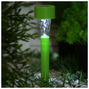 Фонарь садовый на солнечной батарее "Трапеция", 30 см, d 4.5см,1 led, пластик, зеленая ножка
