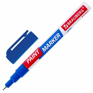 BRAUBERG Маркер-краска лаковый EXTRA (paint marker) 1 мм, синий, улучшенная нитро-основа, Brauberg, 151961, 12 шт.