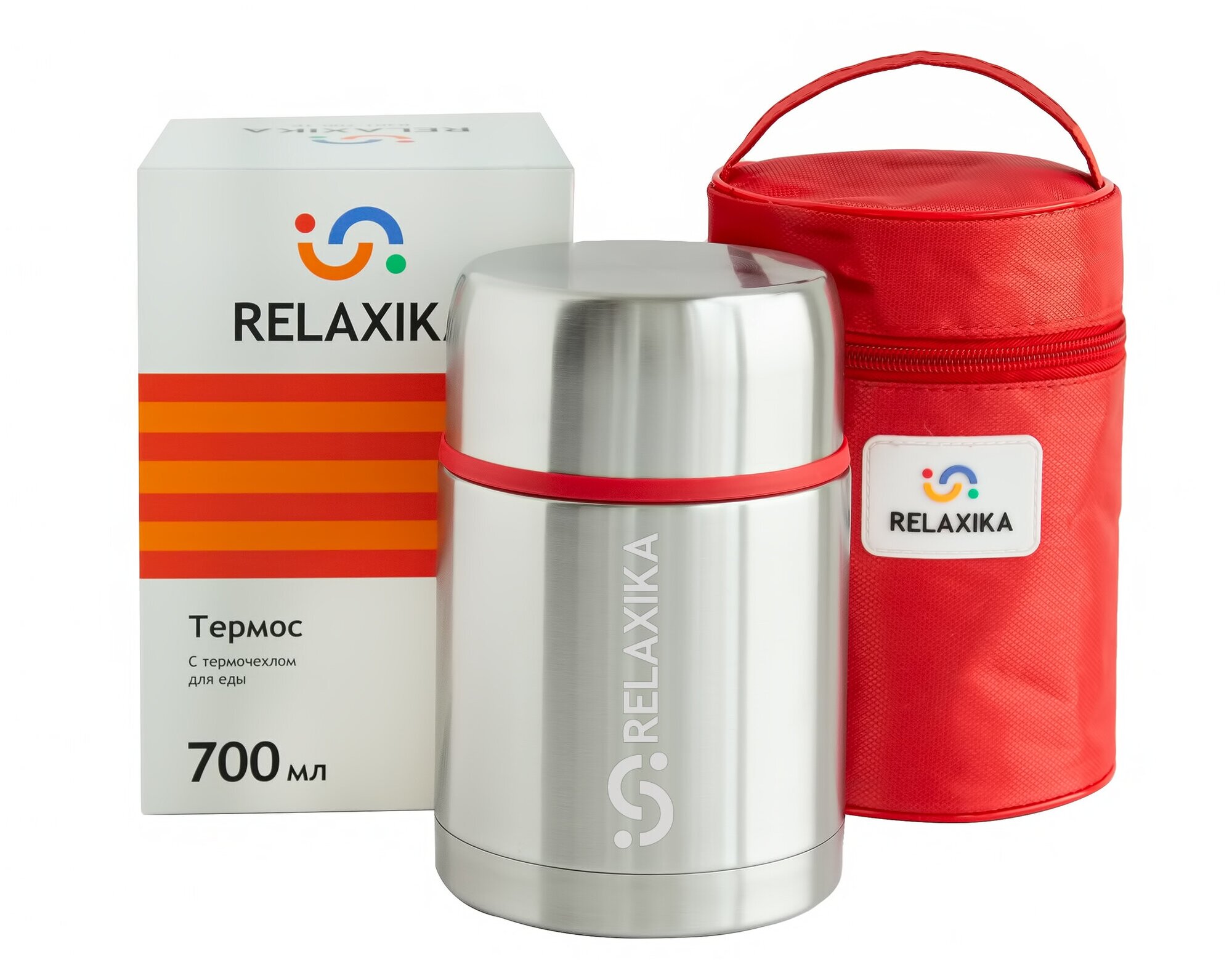 Термос для еды Relaxika 301 (0,7 литра) в термочехле, стальной - фотография № 17