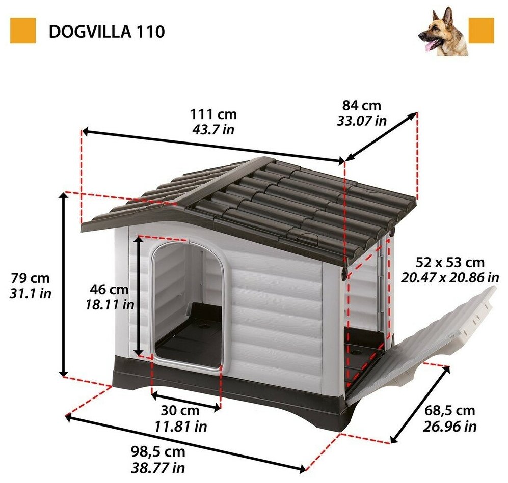 Будка для собак Ferplast Dogvilla 110 111х84х79 см белый/коричневый - фотография № 14