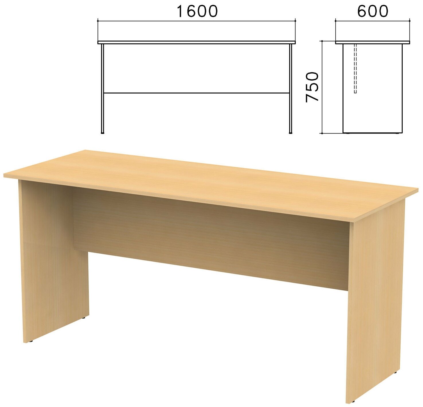 Стол письменный "Канц", 1600х600х750 мм, цвет бук невский, СК20.10 В комплекте: 1шт.