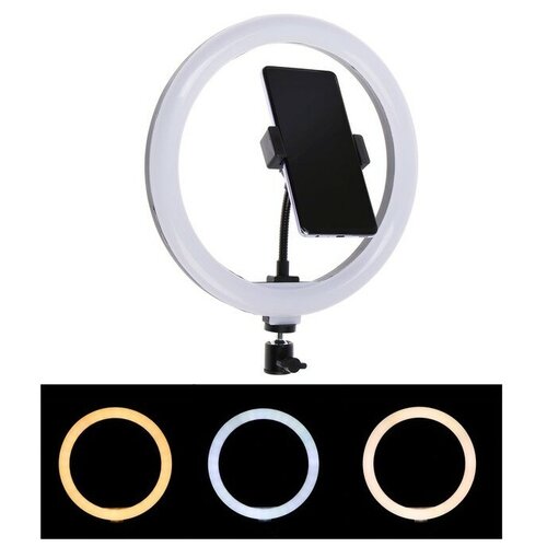 Светодиодная кольцевая лампа 26 см пульт управления светомдержатель для телефона чёрная 171400₽