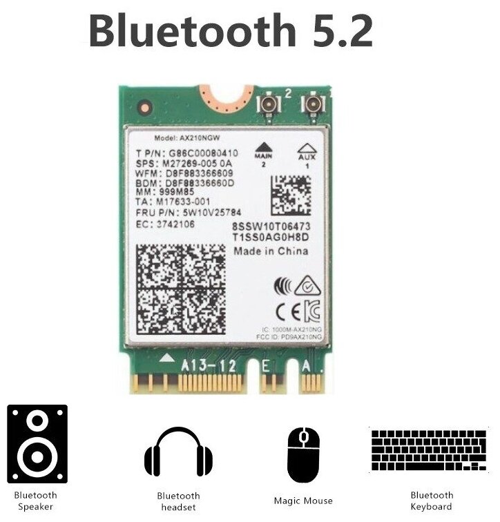 Сетевой адаптер Intel Original AX210NGW Wi-Fi 6E + Bluetooth 5.2