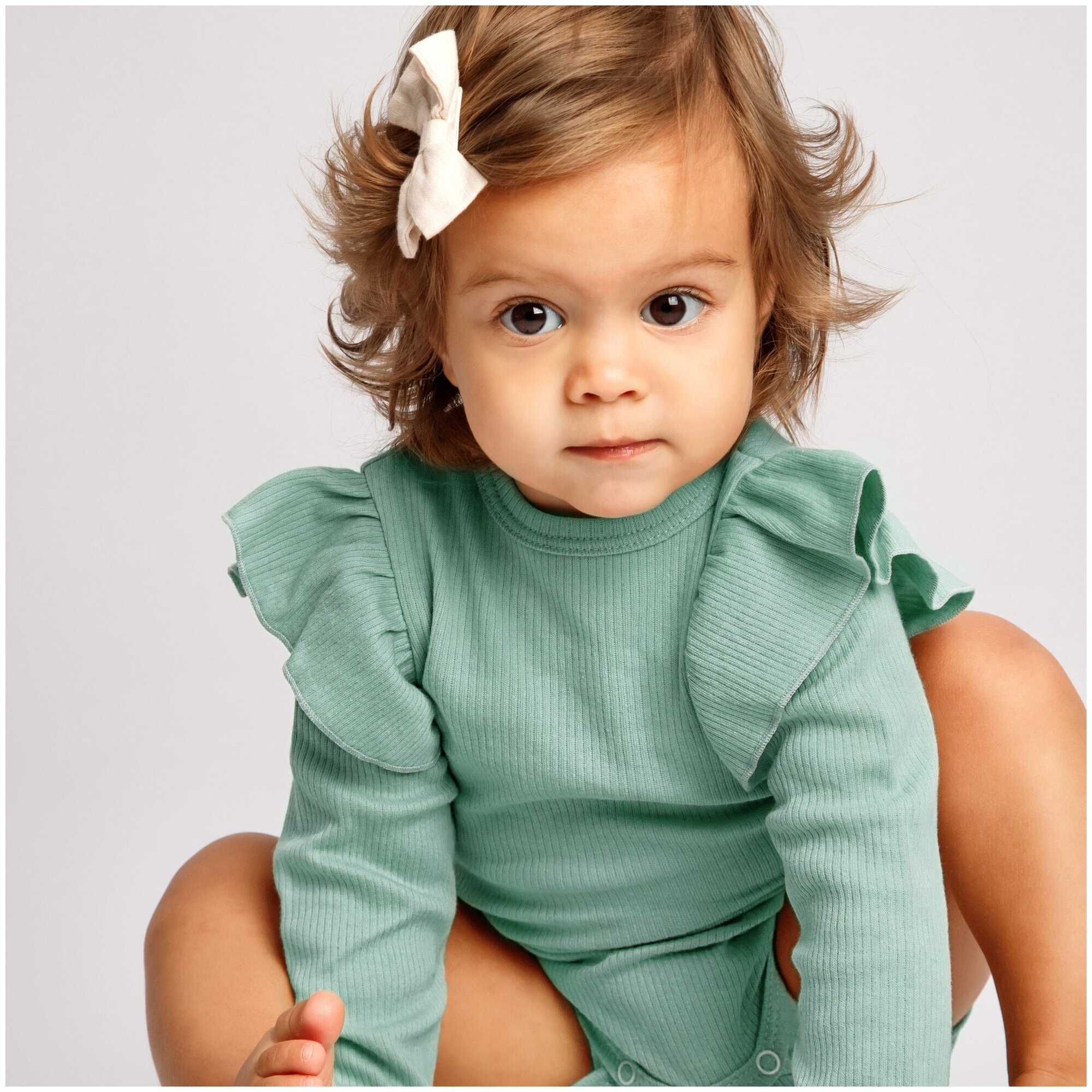 Боди детское с длинным рукавом с рюшами AMAROBABY Fashion — фото 1