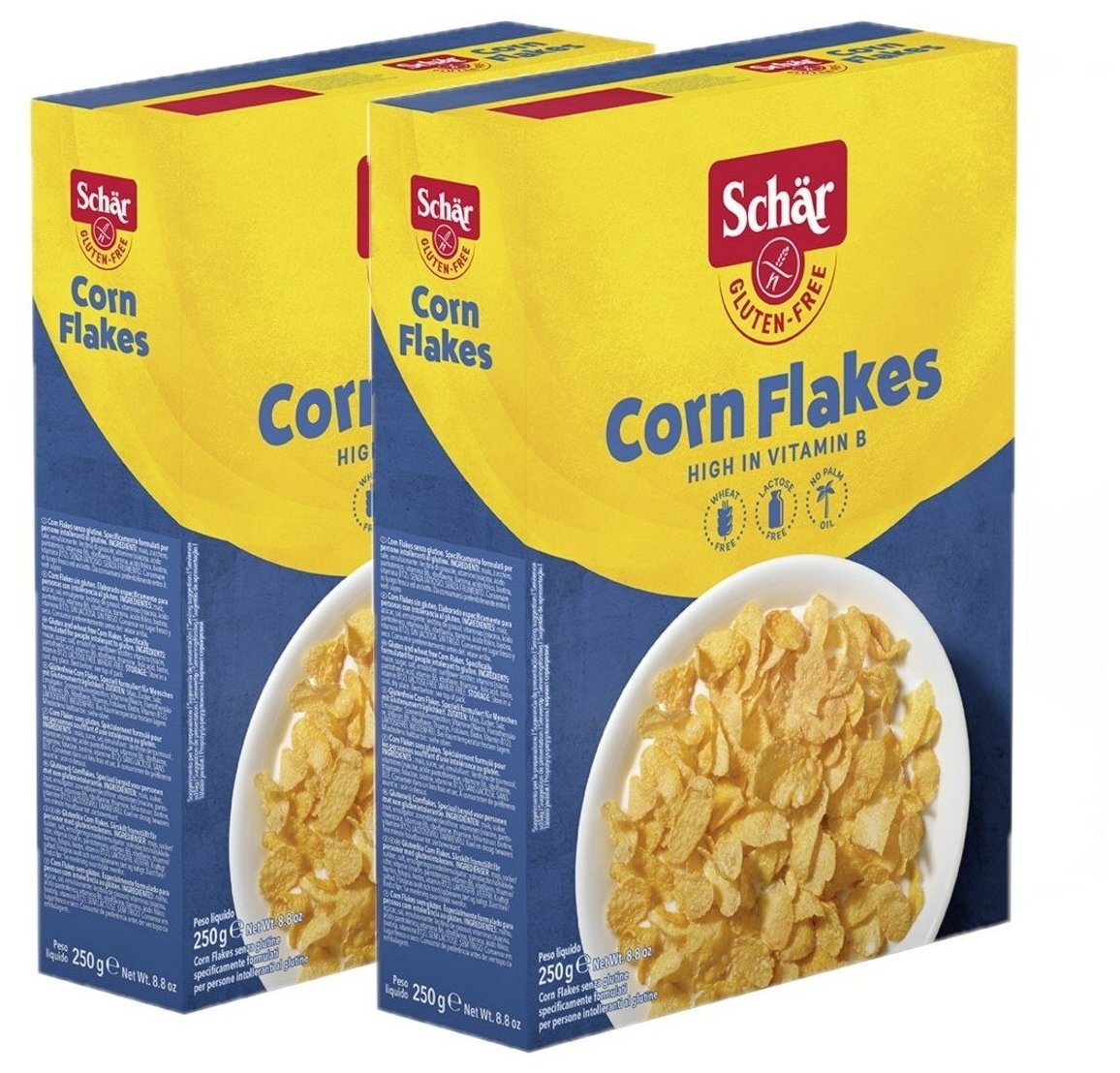 Хлопья кукурузные безглютеновые DR.SСHAER Corn flakes витаминизированные, 250 г - 2 шт.