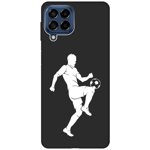 Матовый чехол Football W для Samsung Galaxy M53 5G / Самсунг М53 5г с 3D эффектом черный матовый чехол love charger w для samsung galaxy m53 5g самсунг м53 5г с 3d эффектом черный