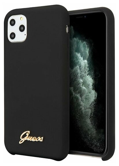 Чехол Guess Silicone collection Vintage logo для iPhone 11 Pro Max, черный