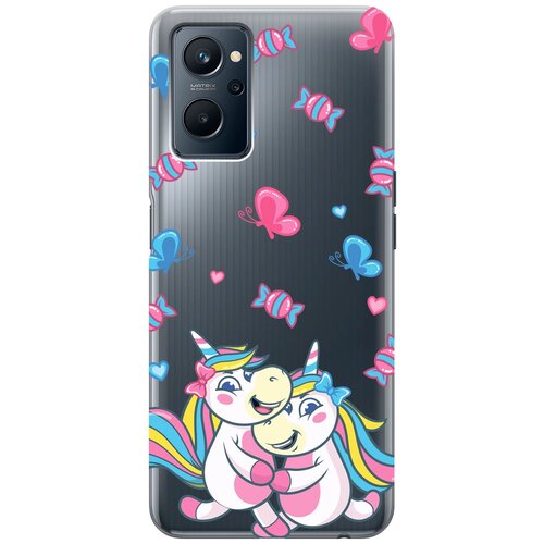 Силиконовый чехол с принтом Unicorns and Candies для Realme 9i / Рилми 9и силиконовый чехол с принтом rainbow unicorn для realme 9i рилми 9и