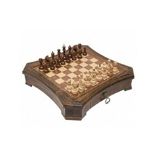 Шахматы HALEYAN резные восьмиугольные в ларце с ящиками 50