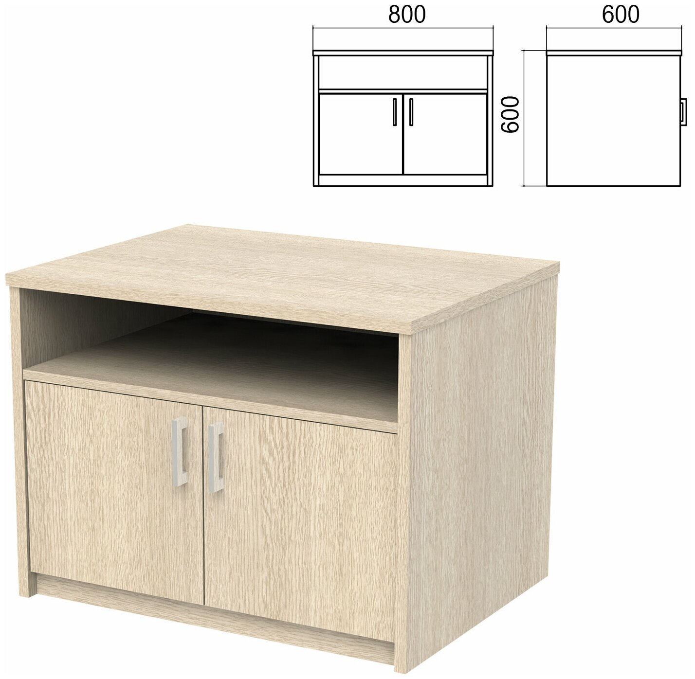 Тумба для оргтехники "Арго", 800х600х600 мм, полка, ясень шимо