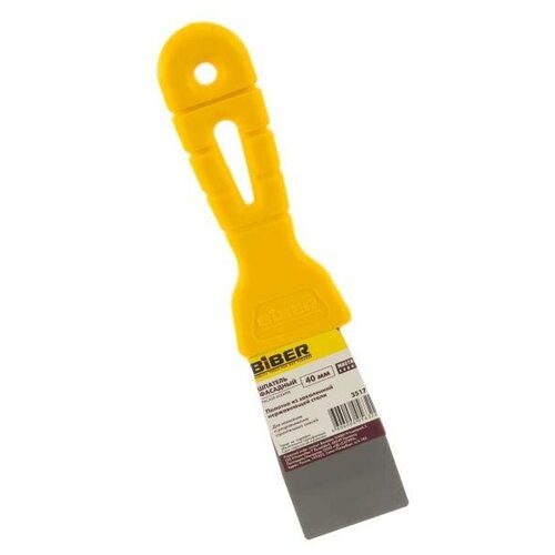 Фасадный шпатель (40 мм, нержавеющая сталь, желтая ручка) Biber мастер 35171 тов-175998