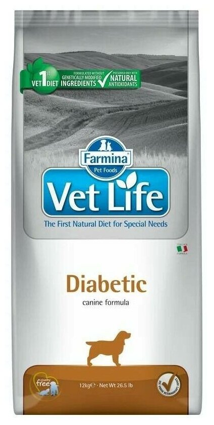 FARMINA VET LIFE CANIN DIABETIC для взрослых собак при сахарном диабете (12 кг) - фотография № 10