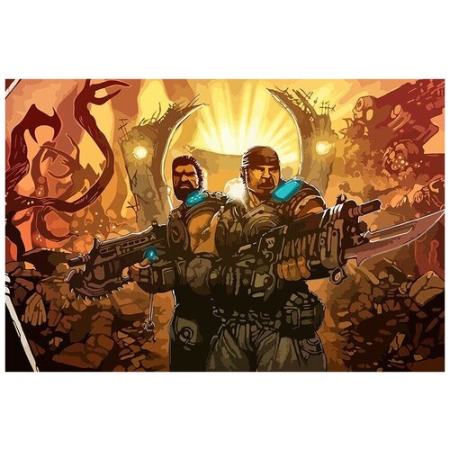 Картина по номерам на холсте игра Gears of war - 8604 Г 60x40 картина по номерам на холсте игра world of warriors 11214 г 60x40