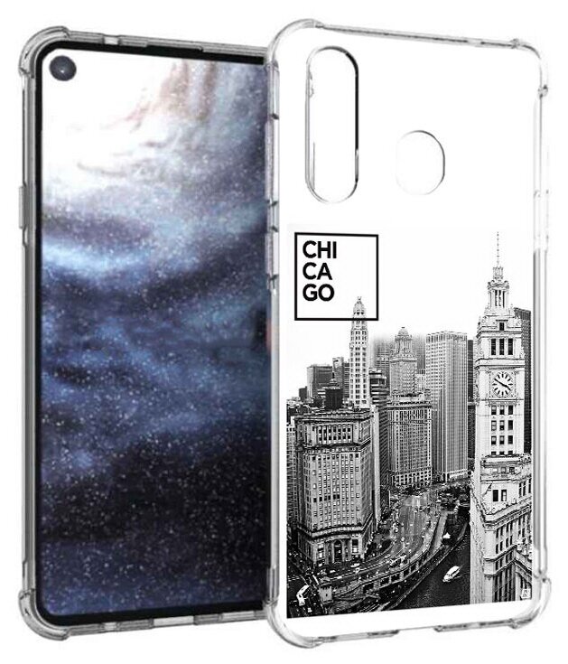 Чехол задняя-панель-накладка-бампер MyPads черно белый чикаго для Samsung Galaxy A8s/Galaxy A9 Pro (2019) противоударный