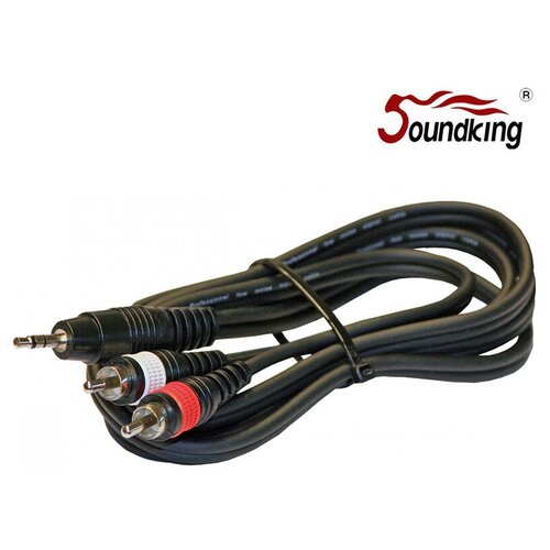 Y-кабель mini jack 3.5 мм на 2 RCA 3m Soundking BB413-3M / мини джек акустический аудио музыкальный кабель, шнур для микрофона, гитары, инструментов кабель аудио hama h 205117 jack 3 5 f jack 3 5 f 0 5м позолоченные контакты черный упаковка 1 штука 00205117