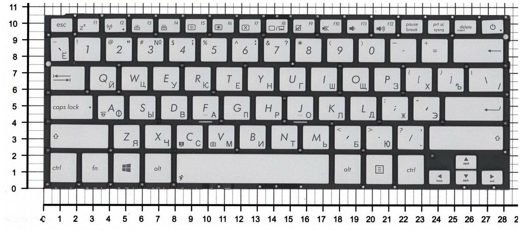 Клавиатура для ноутбука Asus 9ZN8JBUB01 серебристая без рамки с подсветкой