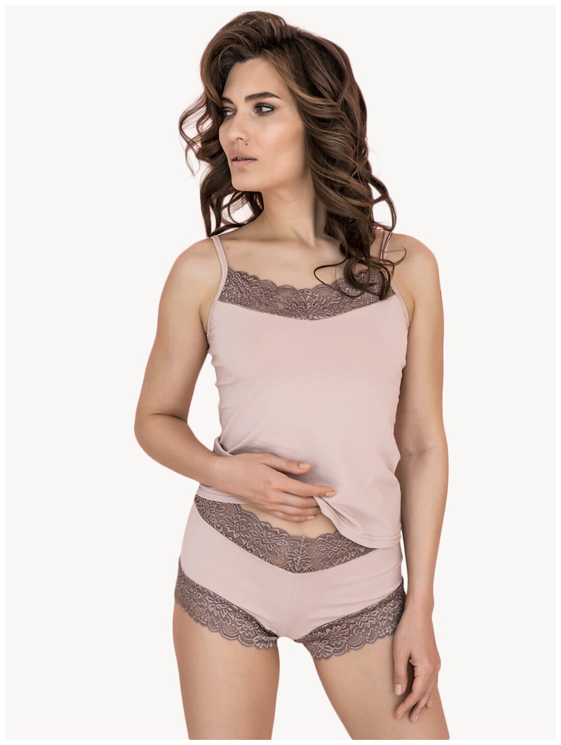 Пижама женская топ с шортами из хлопка и кружева сексуальная Mon Plaisir, арт. 11989732 размер 48 - фотография № 4