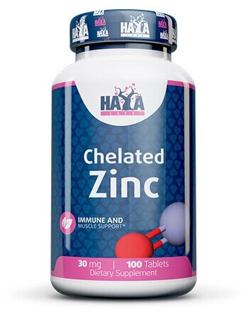 Haya Labs Chelated Zinc (Bisglycinate) 30mg (100 таб)