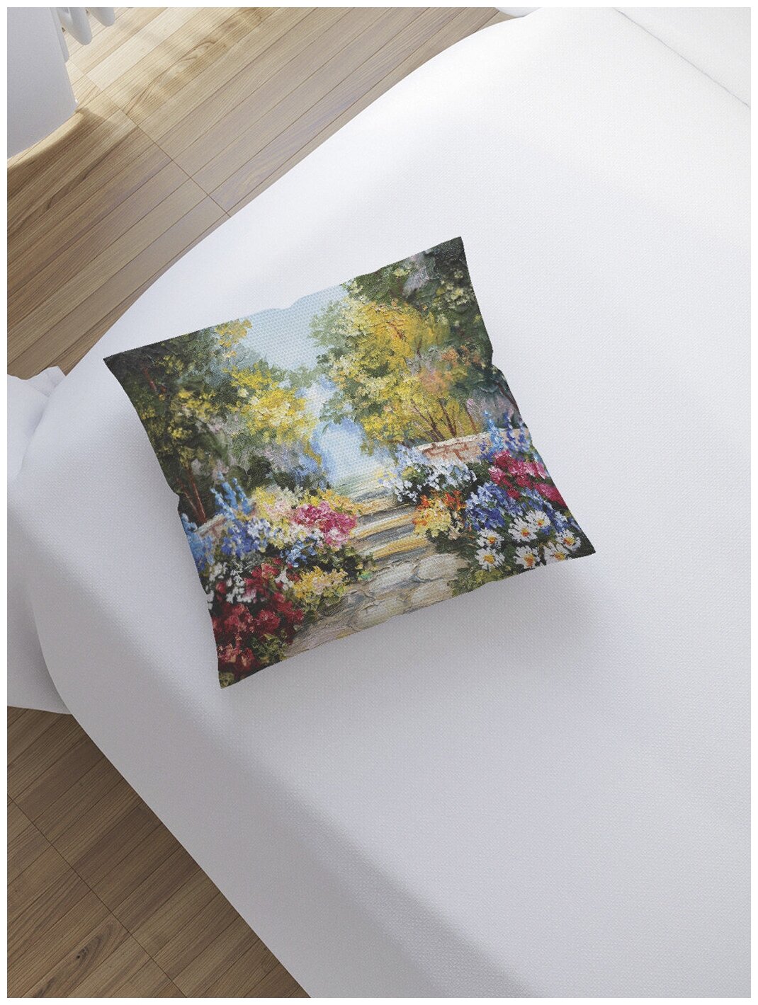 Наволочка декоративная JoyArty "Цветочная аллея" на молнии, 45x45 см