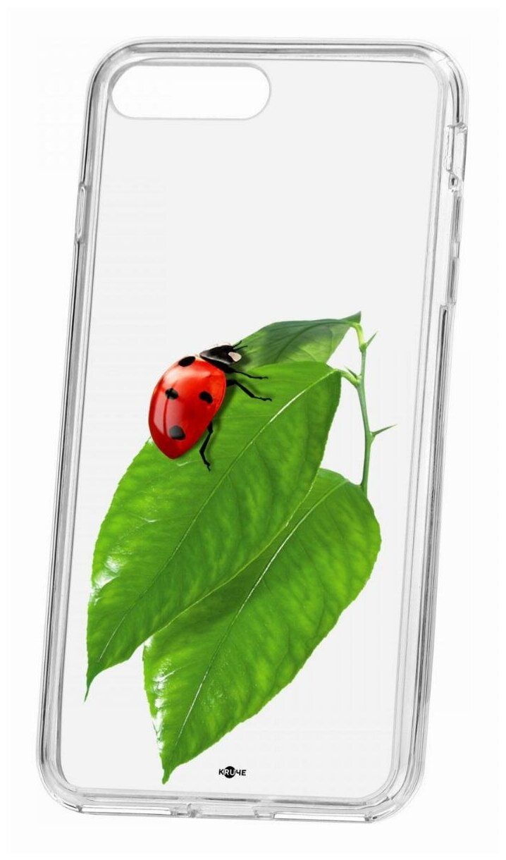 Чехол для iPhone 7 Plus/8 Plus Kruche Print Ladybug,противоударная пластиковая накладка с рисунком,защитный силиконовый бампер с защитой камеры