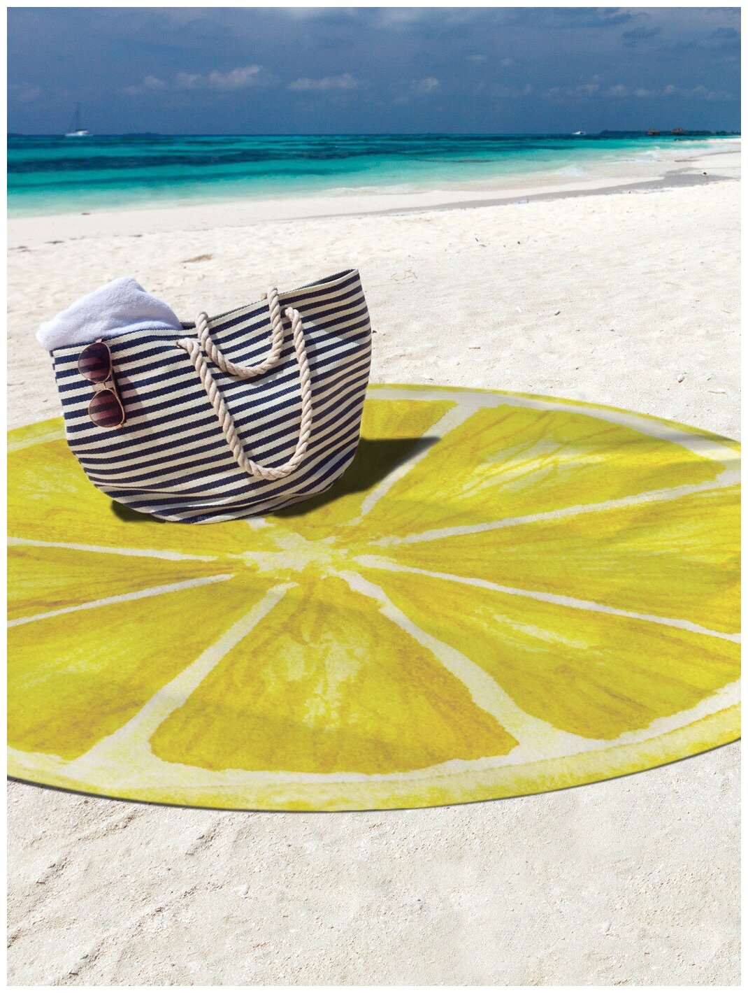 Парео и Пляжный коврик JoyArty "Акварельная половинка лимона", трикотаж 150 см