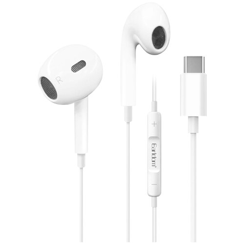 Наушники внутриканальные Earldom ET-E61 микрофон кнопка ответа регулятор громкости кабель Type-C 11м цвет белый 42100₽