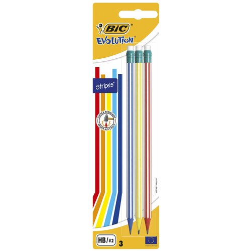 Карандаши чернографитные Bic Evolution Stripes 3шт 8902781