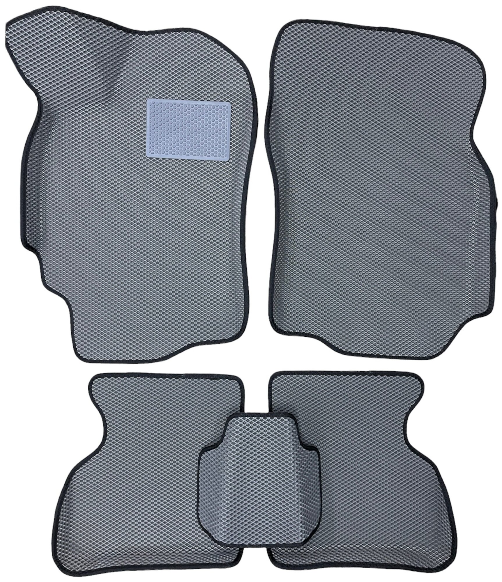 Автомобильные коврики ЕВА / EVA для Fiat Albea 2002-2012 / Фиат Альбеа / 3D 3Д / серый-черный с резиновым подпятником
