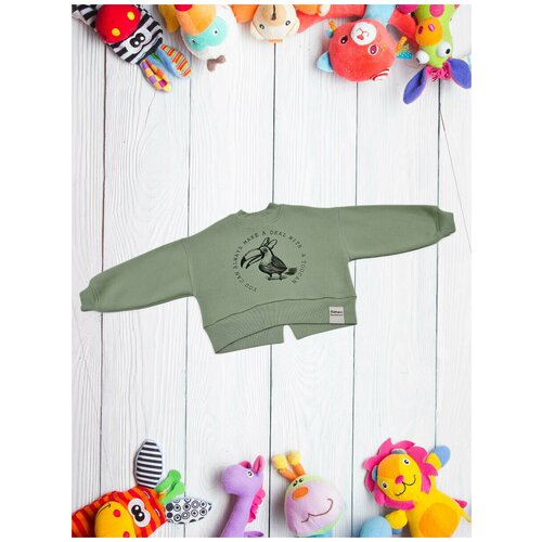 фото Толстовка (свитшот) для девочки, оливковая, 92 magnus