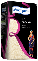 Рис Мистраль Басмати белый ароматный длиннозерный шлифованный, 500 г