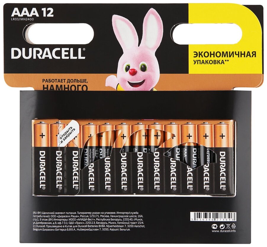 Батарейка DURACELL Basic CN LR03-4BL, 4 шт. AAA - фото №2