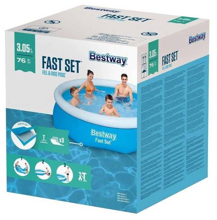 Бассейн надувной Fast Set, 305 х 76 см, от 6 лет, Bestway 57266 - фотография № 6