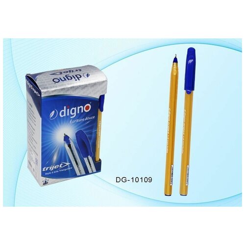 Ручка шариковая 1мм Digno Trijet синяя, на масяной основе, золотой трехгранный корпус