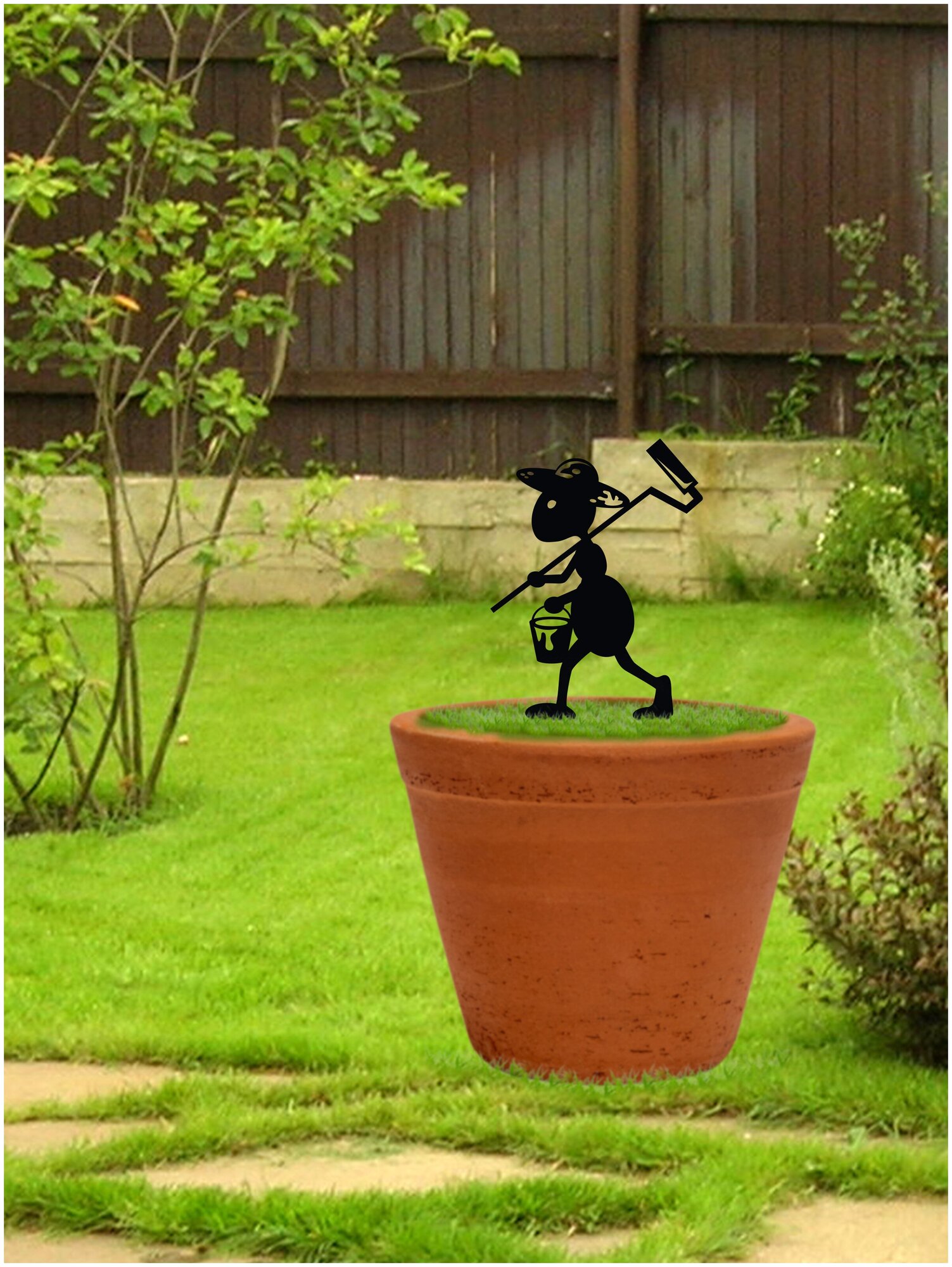 Фигурка садовая металлическая Муравей с валиком 20 см- фигурки для сада - дачный декор - садовая фигура LifeSteel - фотография № 4