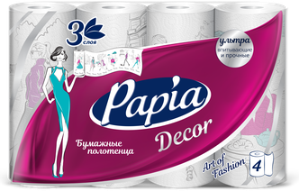 PAPIA DECOR KT FASHION CAPITALS Бумажные полотенца 3сл/4рул