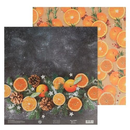 фото Бумага для скрапбукинга "апельсинки", 30.5 x 32 см, 180 г/м, 10 шт. арт узор