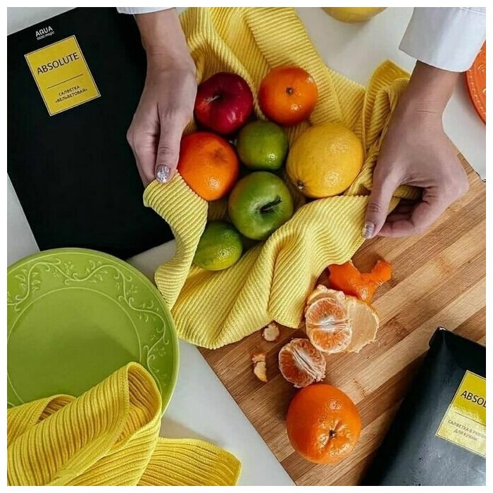 Cалфетка в рубчик Гринвей желтая (30х30 см) для посуды кухни / AQUAmagic Greenway - фотография № 13