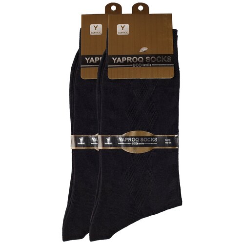 Носки Yaproq, 2 пары, размер 40-44, черный носки мужские yaproq комплект 2 пары высокие классические цвет черный размер 40 44