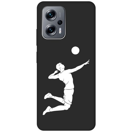Матовый чехол Volleyball W для Poco X4 GT / Xiaomi Redmi Note 11T Pro / 11T Pro+ / Поко Х4 ГТ / Сяоми Редми Ноут 11Т / 11Т Про+ с 3D эффектом черный