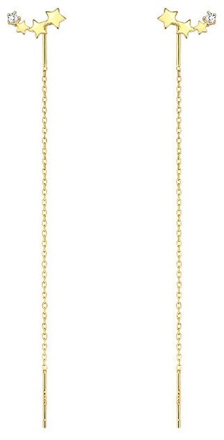 Серьги цепочки WASABI jewell, циркон, размер/диаметр 82 мм, золотой