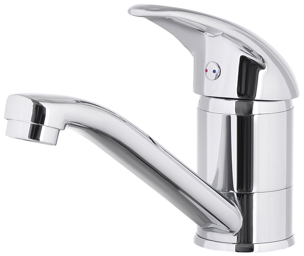 фото Смеситель/кран для кухни/умывальника (однорычажный с поворотным коротким (15,5 см) изливом, хромированный, латунный) SMART SM354-04CS